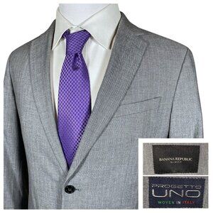Banana Republic Sport Coat 42R Italy Progetto Uno Slim Fit Cotton Grey Striped